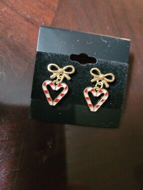 Making Spirits Bright Candy Cane Heart Earrings
